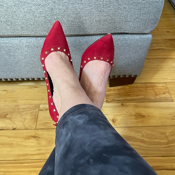 Red ELLE dress heels microsuede - Picture 6 of 8